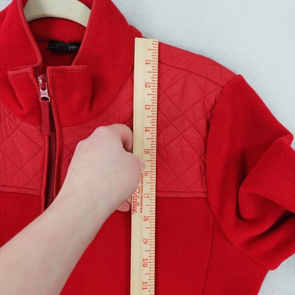 Talbots Jacket Womens Medium Red Fleece Quilted Full Zip Equestrian Classic - Picture 7 of 12